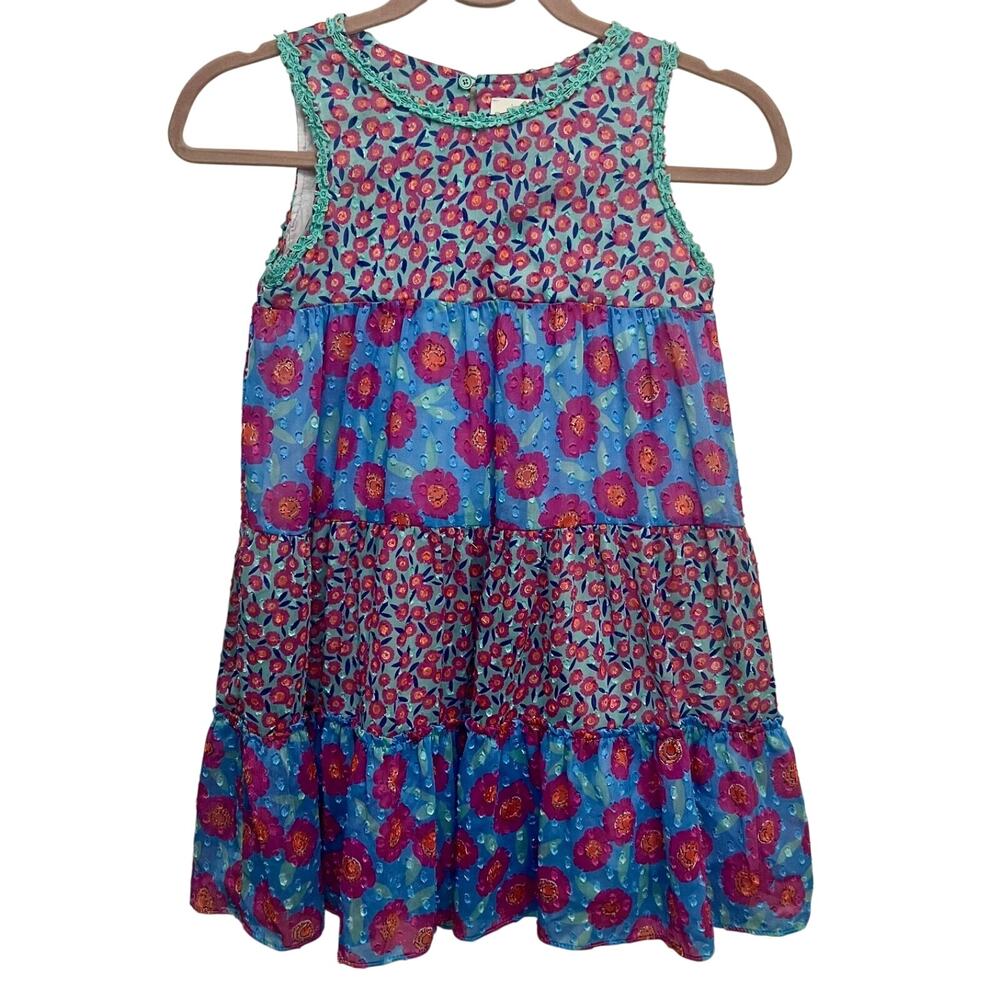 Kate Spade NY Girls Floral Swiss Dot Swing Dress Prairie Cottage Boho Fairy